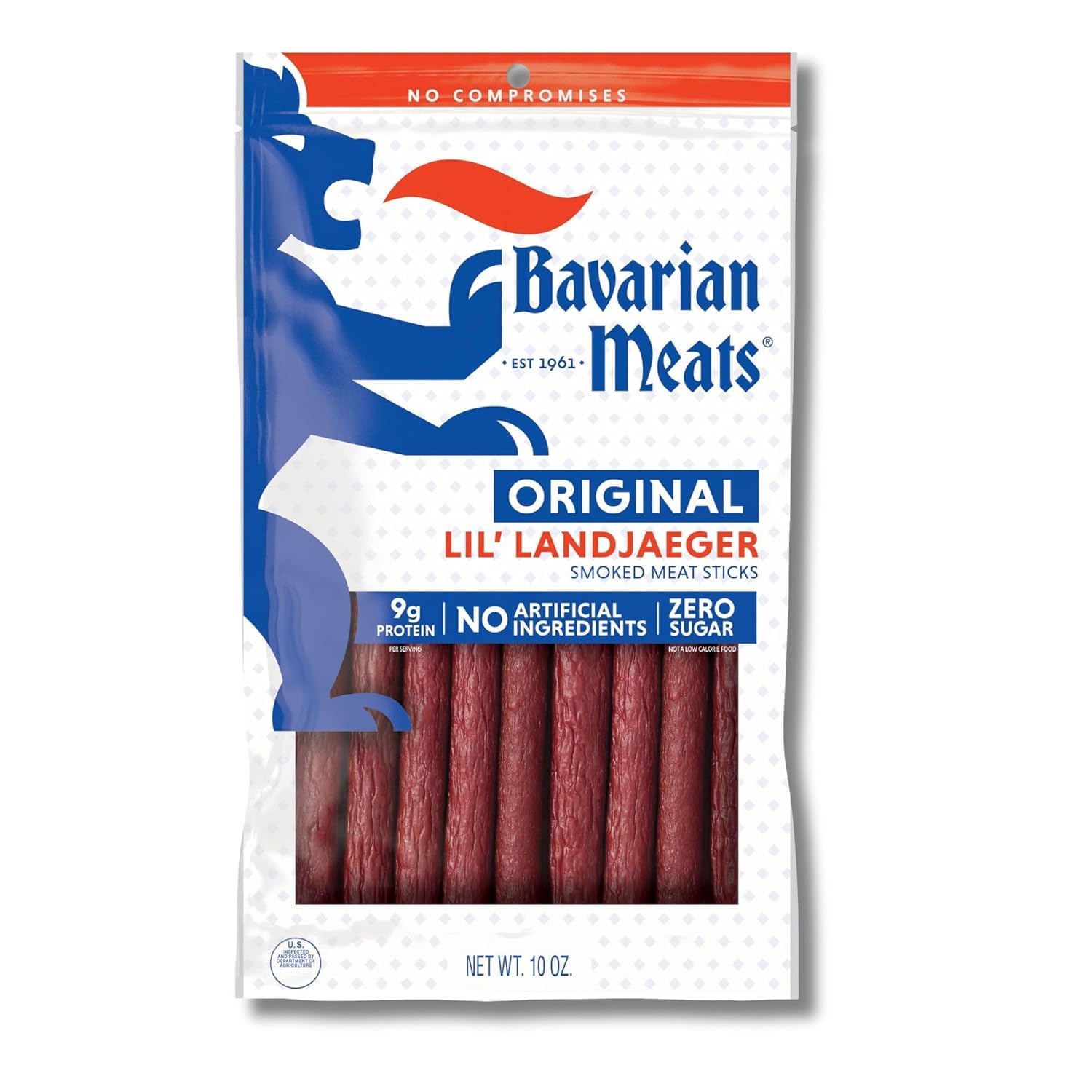 Bavarian Meats Lil' Landjaeger Meat Sticks, Smoked Sausage Protein Snacks, Zero Sugar, Great Source of Protein, Gluten Free, Keto Friendly Low Carb