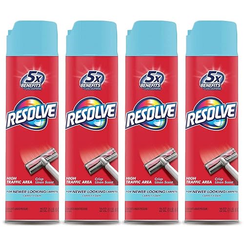 Resolve High Traffic Carpet Foam, Crisp Linen 88 oz (4 Cans x 22 oz), Cleans Freshens Softens & Removes Stains