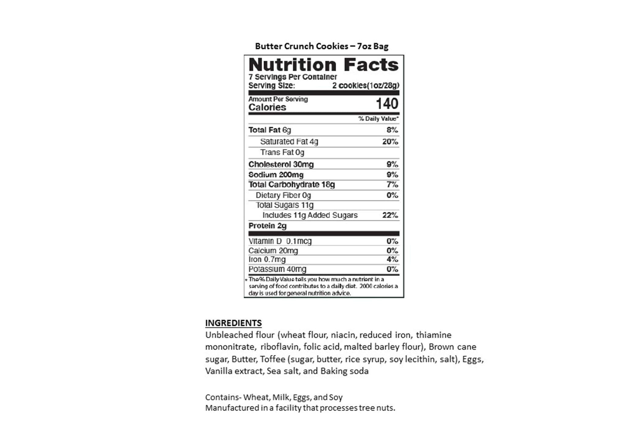 Tate's Bake Shop Butter Crunch Cookies, 7 oz