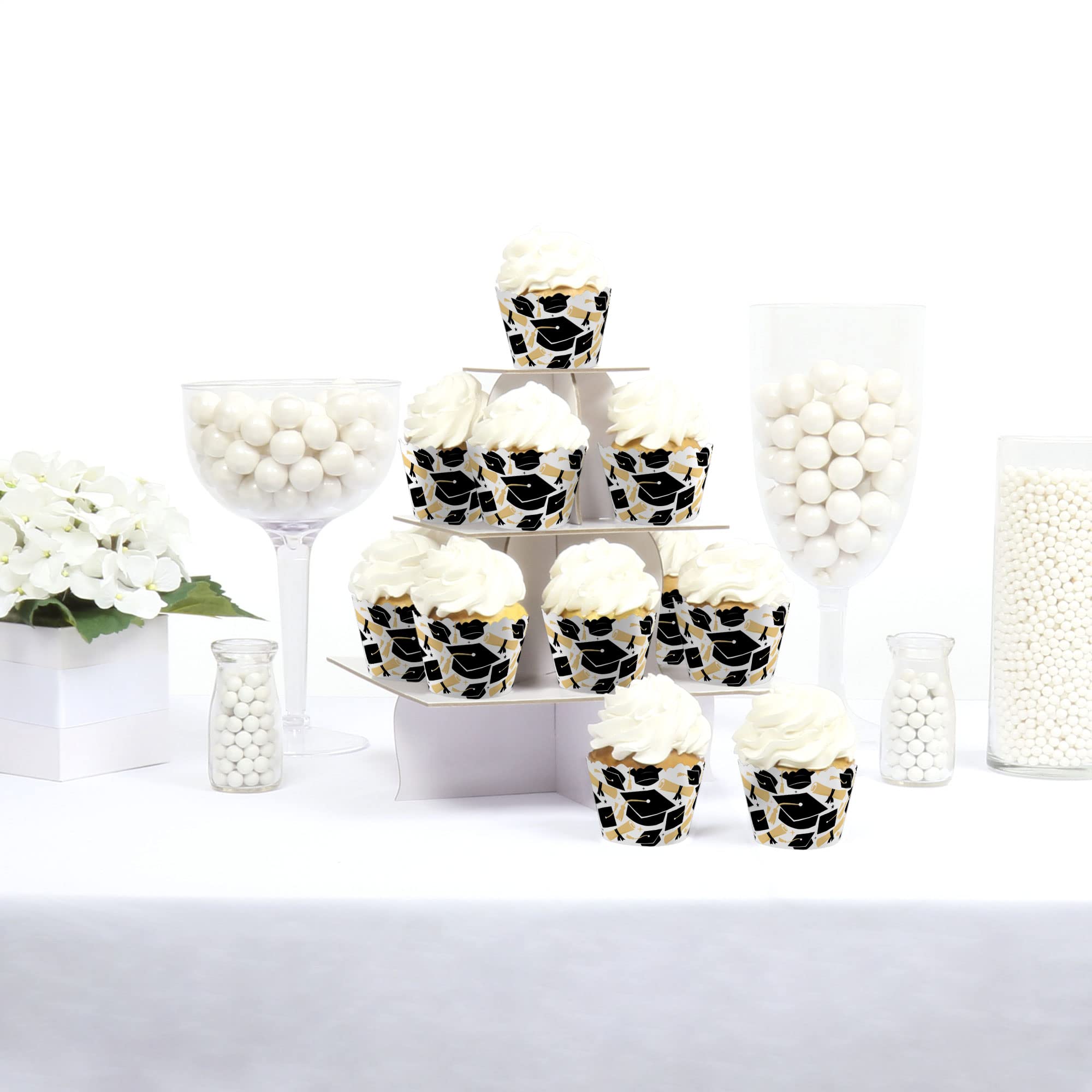 Big Dot of Happiness Hello College Graduation Party Decorations - Party Cupcake Wrappers - Set of 12