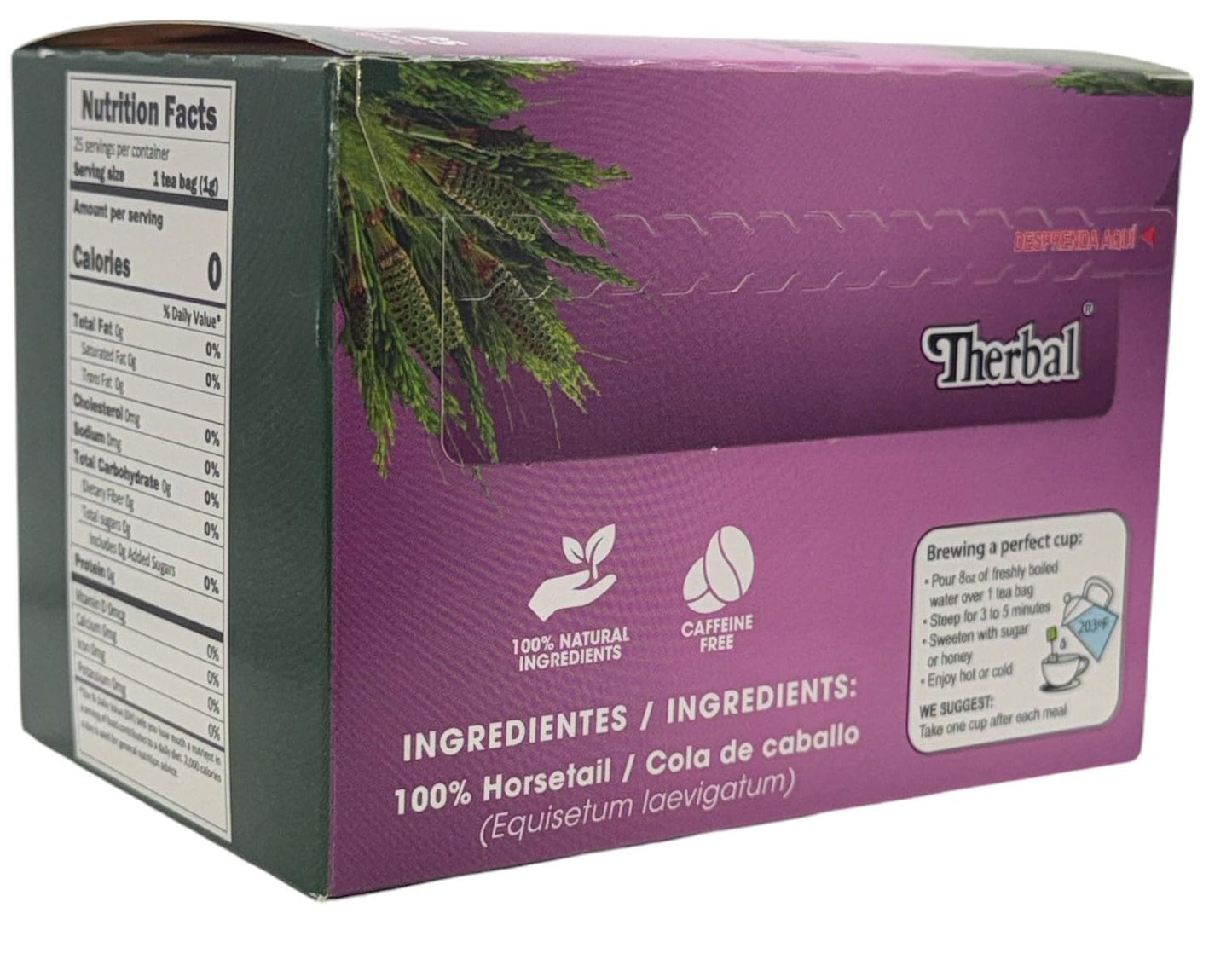 Cola de Caballo Té (Horsetail Tea) - 25 Tea Bags - Vegan, 100% Natural - Premium Therbal Brand