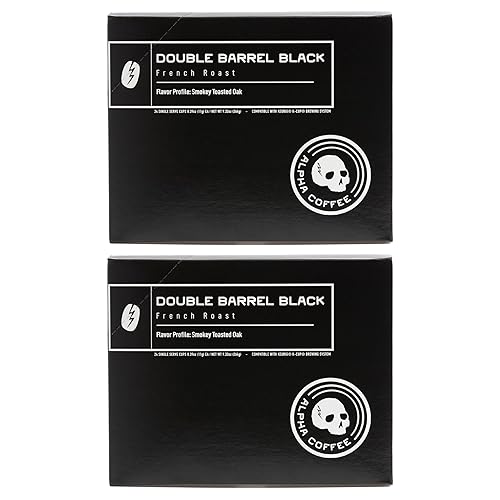 Alpha Coffee - Double Barrel Black - 24 Count Coffee Pods - Premium Gourmet Craft Dark/French Roast Coffee | Veteran Owned - Specialty Small Batch