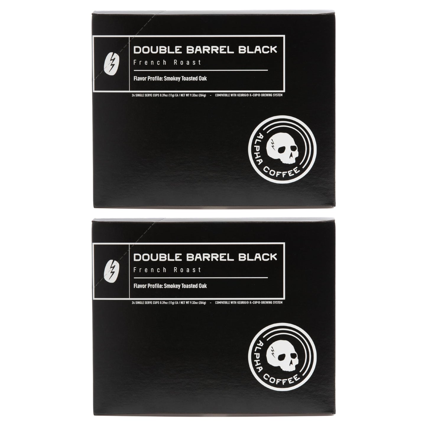 Alpha Coffee - Double Barrel Black - 24 Count Coffee Pods - Premium Gourmet Craft Dark/French Roast Coffee | Veteran Owned - Specialty Small Batch