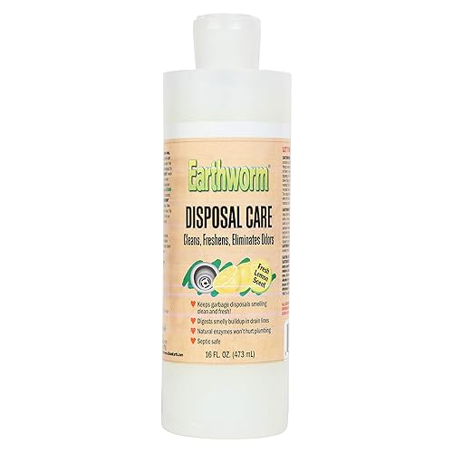 Earthworm Garbage Disposal Cleaner and Odor Eliminator/Disposal Care Removes Buildup, Cleans, and Freshens your Kitchen Sink - 16 Oz, Fresh Lemon