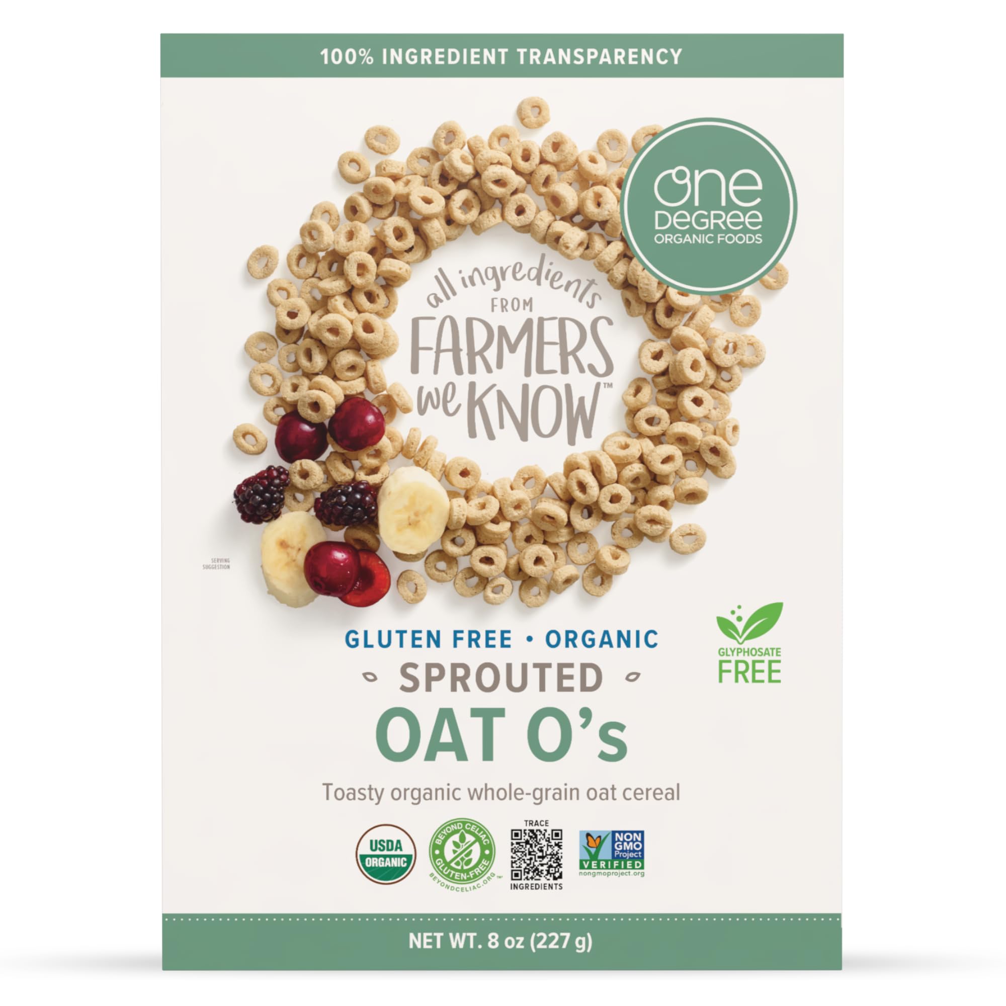 One Degree Organic Foods Gluten Free Sprouted Oat O's, 8 ounce (Pack of 1)