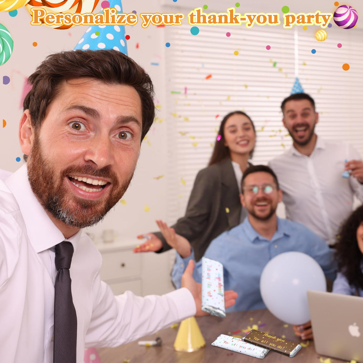 Gilprop 100 Pcs Teacher Appreciation Gifts Bulk Employee Appreciation Gifts Bulk Thank You Chocolate Bar Wrappers for Team Gift Appreciations Gift Vet
