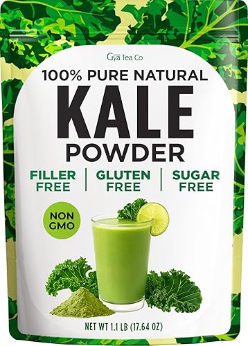 Gya Tea Co Kale Powder 1.1 lb (17.64 oz) 83 Servings, Dried Whole Leaf Kale Powder, Greens Superfood for Smoothies, Teas & Green Drink Mix - Non-GMO