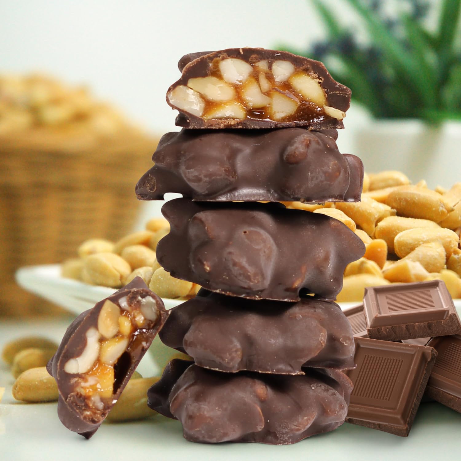 Chocolate Caramel Peanut Clusters White Gift Box - by It's Delish | 12 OZ Premium Dark Chocolate Covered Nuts with Carmel Cluster | Christmas Gifts