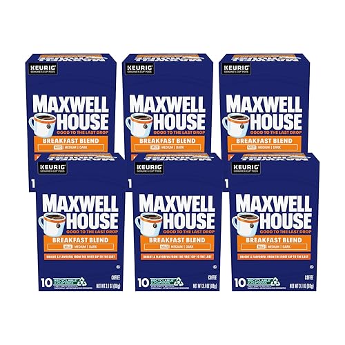 Maxwell House Breakfast Blend Mild Roast K-Cup Coffee Pods, 10 CT (Pack of 6)