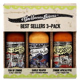 Torchbearer Sauces Best-Sellers Mini Hot Sauce Gift Set, 1.7oz 3 Pack - Zombie Apocalypse, Garlic Reaper, Son of Zombie - Featured on Hot Ones - All
