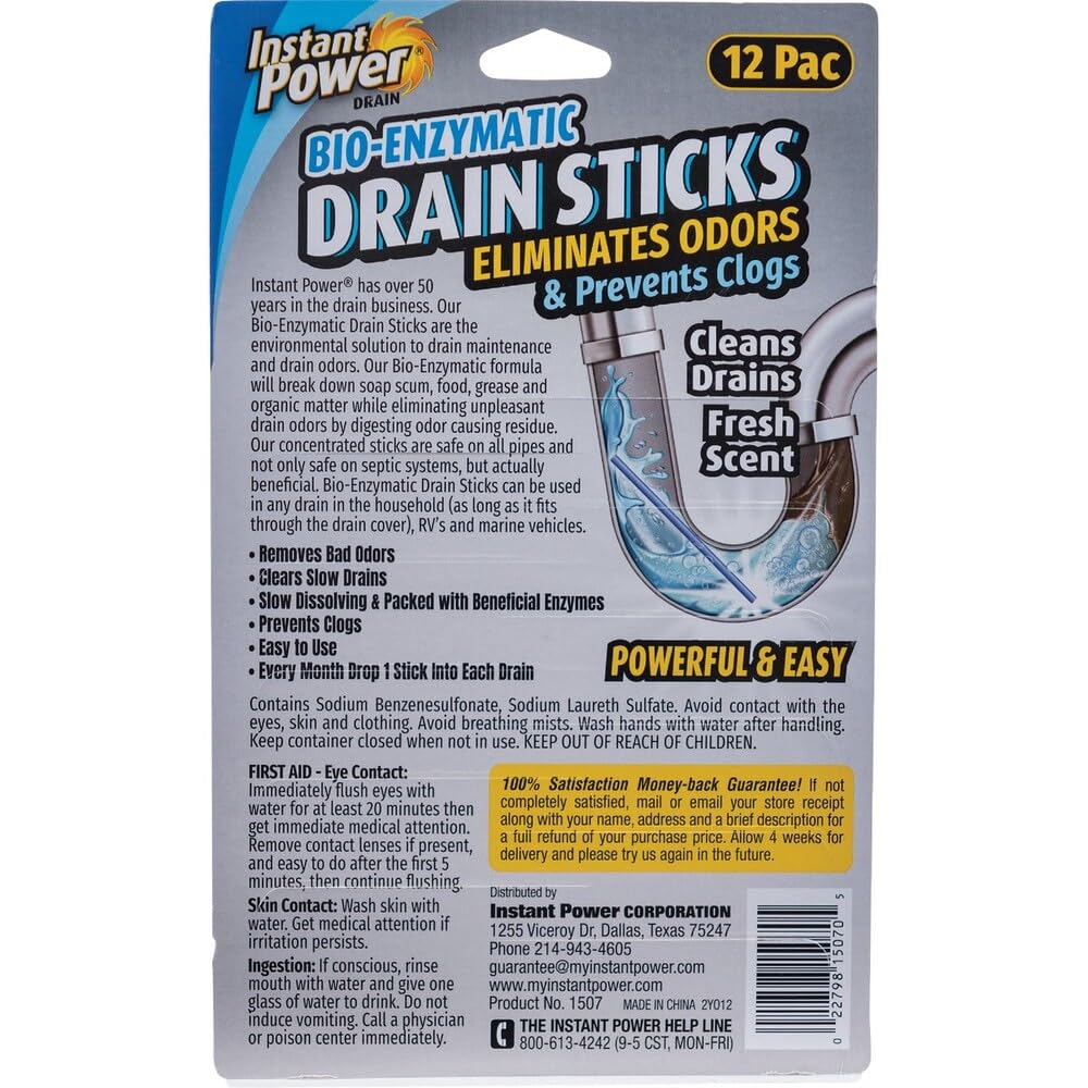 Instant Power Stick Enzymatic Drain Opener 12 pk - Total Qty: 1