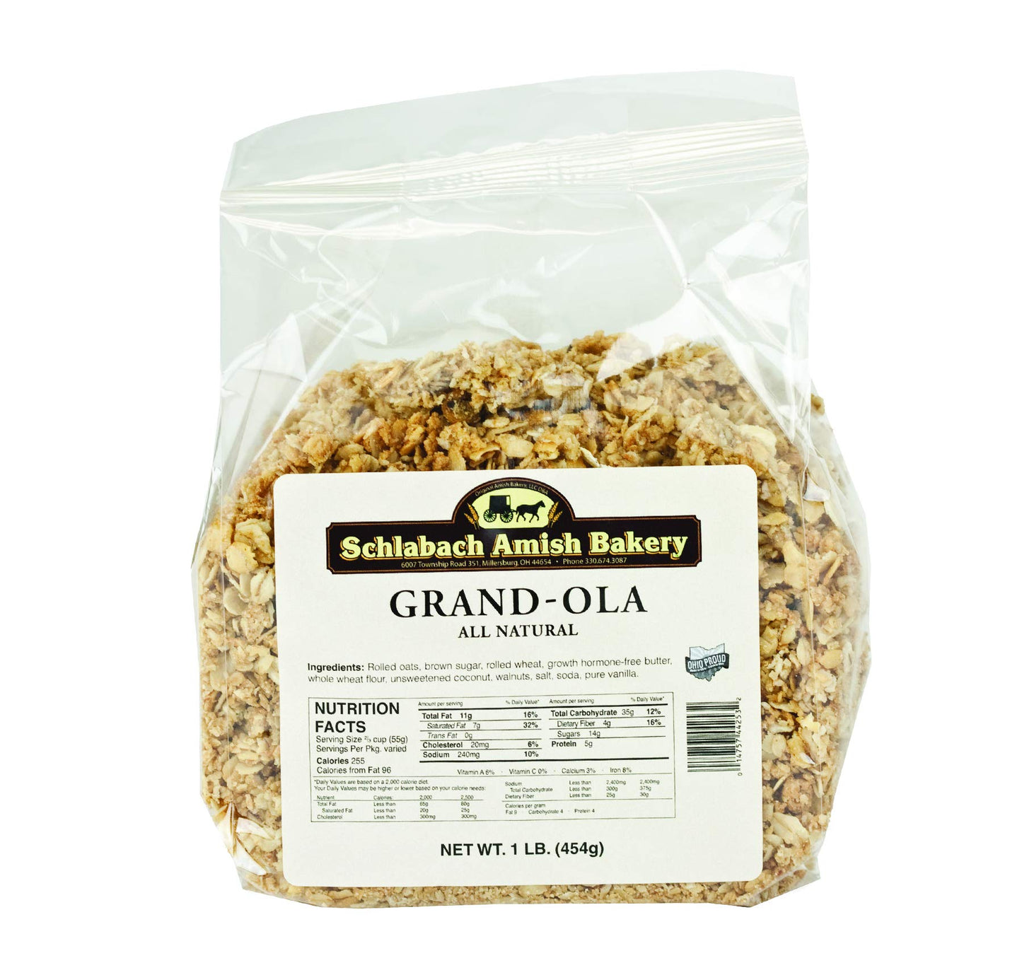 Schlabach Amish Bakery All Natural Grand-Ola Granola, 16 oz. Bags (Original, 2 Bags)