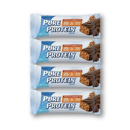 Pure Protein Bars, High Protein, Gluten Free, 4 Bars of Chocolate Peanut Butter
