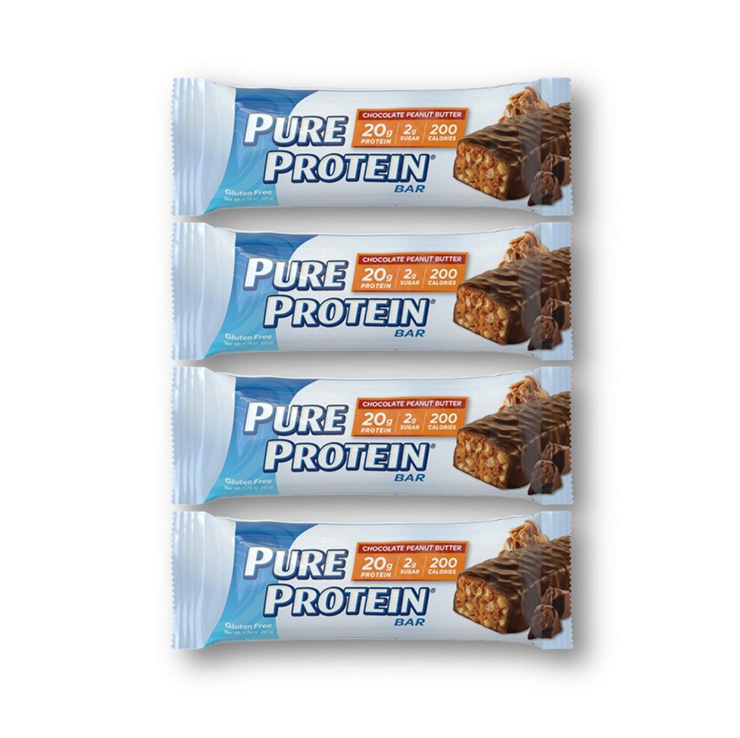 Pure Protein Bars, High Protein, Gluten Free, 4 Bars of Chocolate Peanut Butter