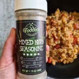 Foddies Low FODMAP Mixed Herb Seasoning - Oregano Basil Thyme Spice Blend, No Onion No Garlic, IBS Friendly, Gluten Free, Vegan, 1.75oz