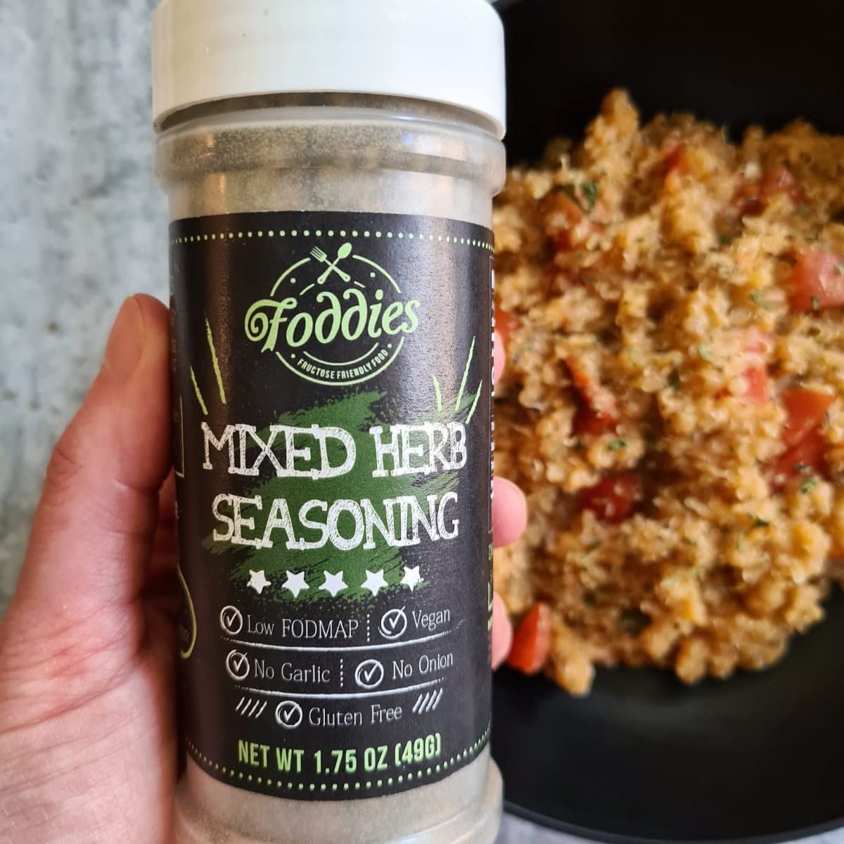 Foddies Low FODMAP Mixed Herb Seasoning - Oregano Basil Thyme Spice Blend, No Onion No Garlic, IBS Friendly, Gluten Free, Vegan, 1.75oz