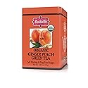Brew La La Organic Green Tea - Natural Ginger Peach Flavor - 50 Double Chambered Tea Bags - Low Caffeine - USDA Certified Organic - NonGMO - Gluten