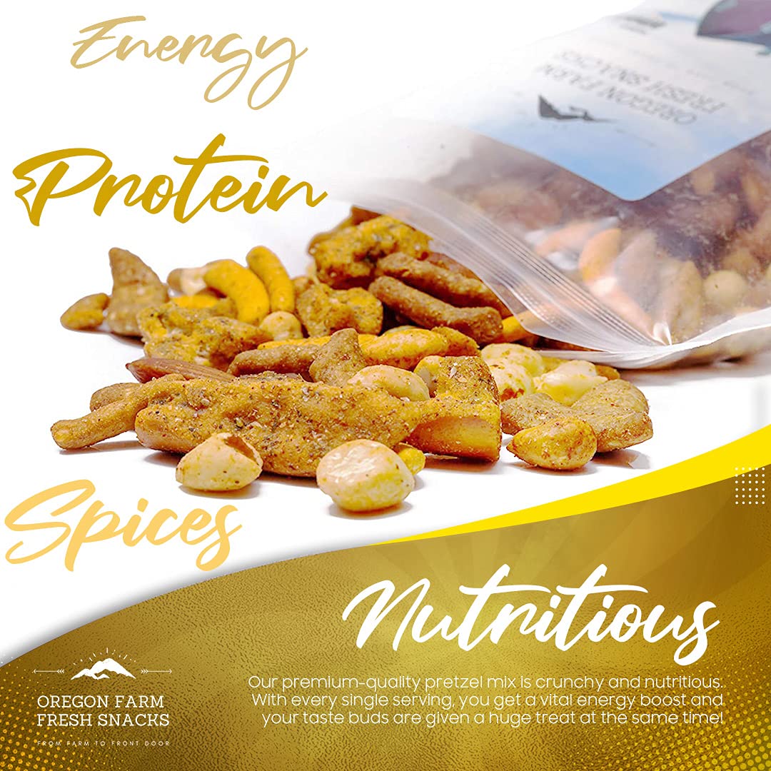 Oregon Farm Fresh Snacks Crater Lake Crunch Spicy Snack Mix - Hand-Blended Mixed Nuts Pub Mix - Sunflower & Pumpkin Seeds, Almonds, Roasted Salted