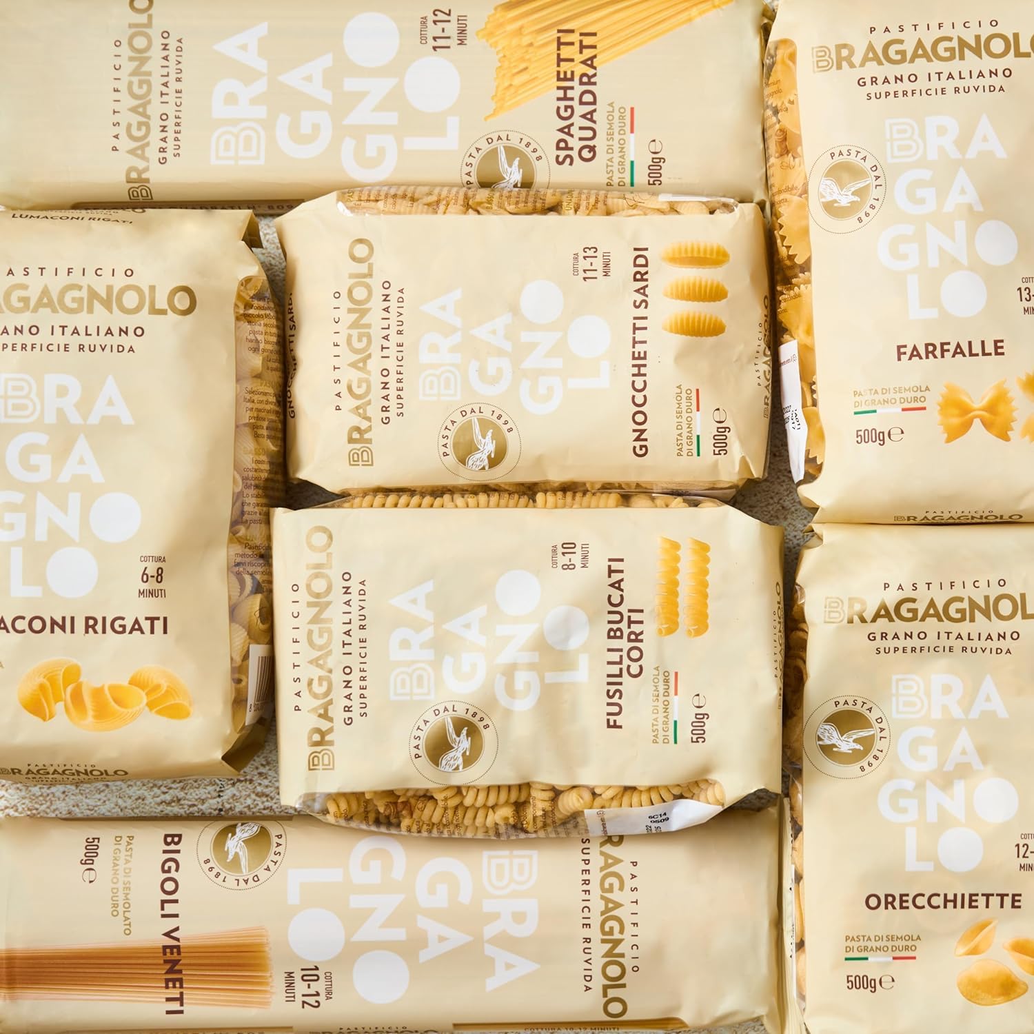 Pastificio Bragagnolo, Spaghettoni 805 Bronze-Drawn, 100% Italian Pasta, Made with Durum Wheat Semolina Flour, Non GMO (1 Pound Bag)