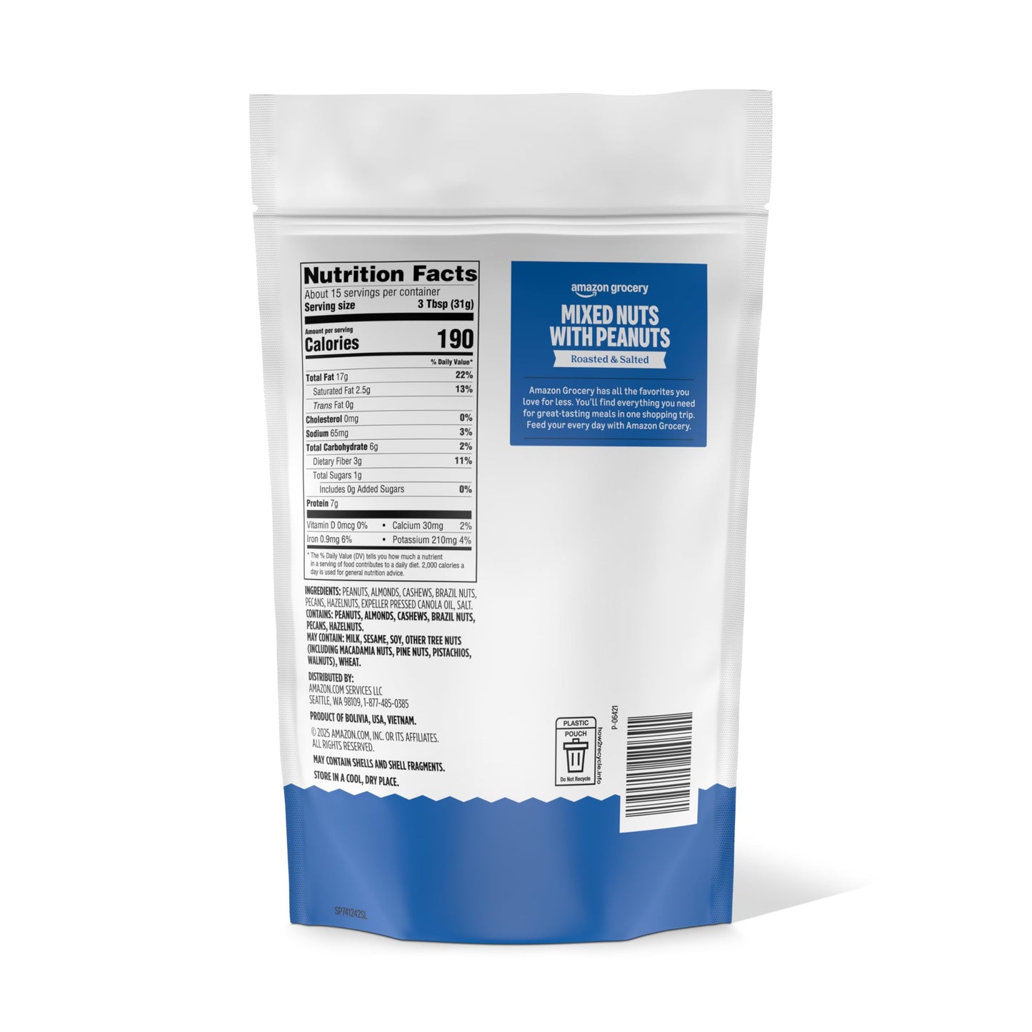 Amazon Grocery, Mixed Nuts with Peanuts, Roasted & Salted, 16 Oz (Previously Happy Belly, Packaging May Vary)