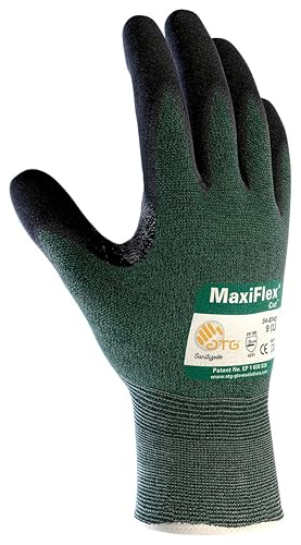 ATG 34-8743/XS Maxiflex Cut, Green Eng Yarn Shell, Black Nitrile Microfoam Grip, A2 Green