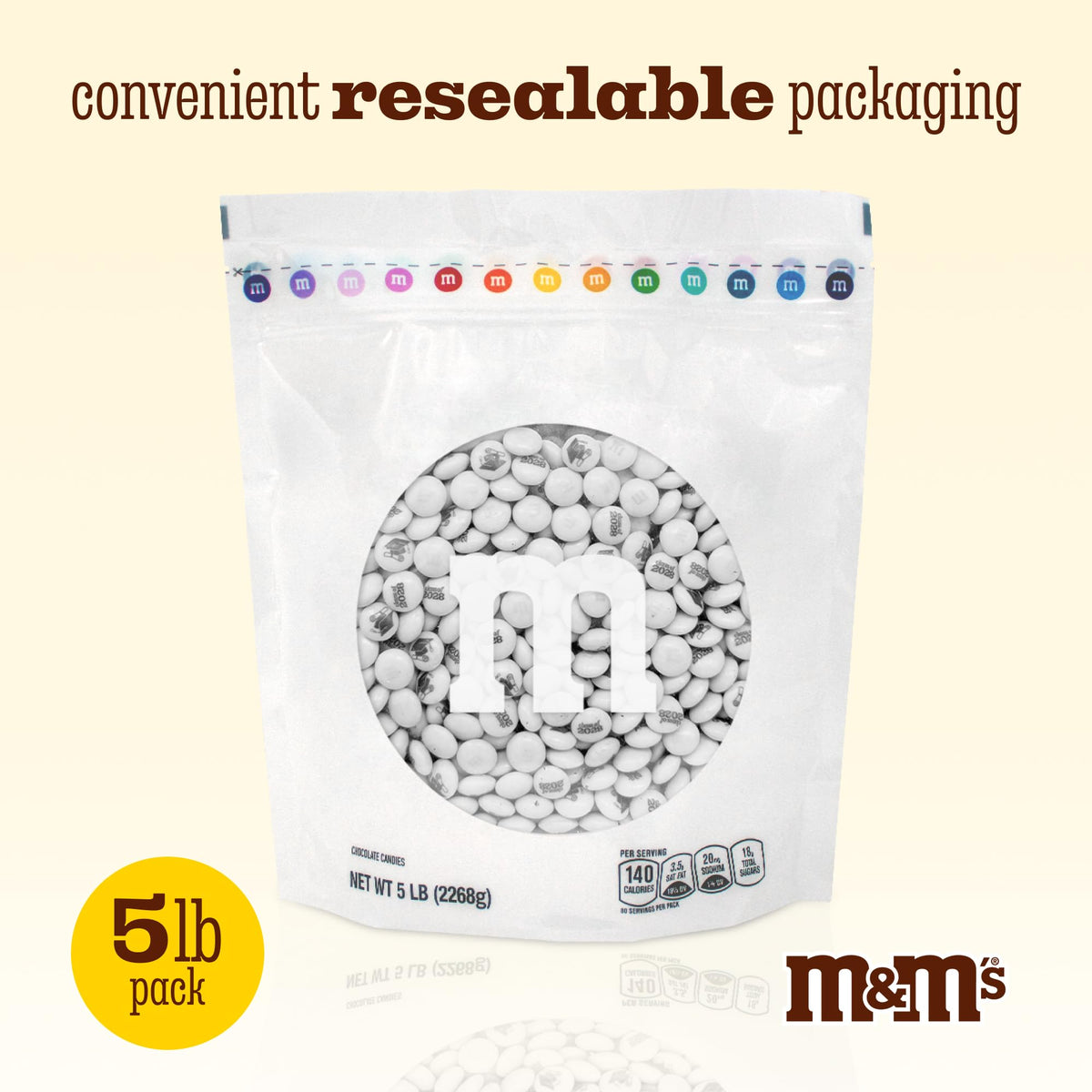 M&M'S Class of 2028 Graduation Milk Chocolate, 5 lb Bulk Resealable Bag