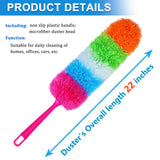 HTOOLPRO 20-Inch Microfiber Hand Duster, Car Interior Detailing Duster, Rainbow Feather Duster for Car, Home, Office Cleaning