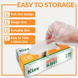 Klex 200 BPA Free Disposable Heavyweight Cast Poly CPE Gloves, Embossed PE Plastic Glove for Food Handling Food Prep Safe, Latex & Powder Free (200