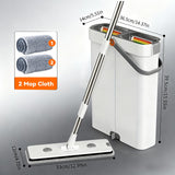 CTIME Flat Mop and Bucket Set with Wringer?Wet and Dry Use?Hands-Free Flat Mops for Floor Cleaning and Window Wall Cleaner with 2 Microfiber Pads.