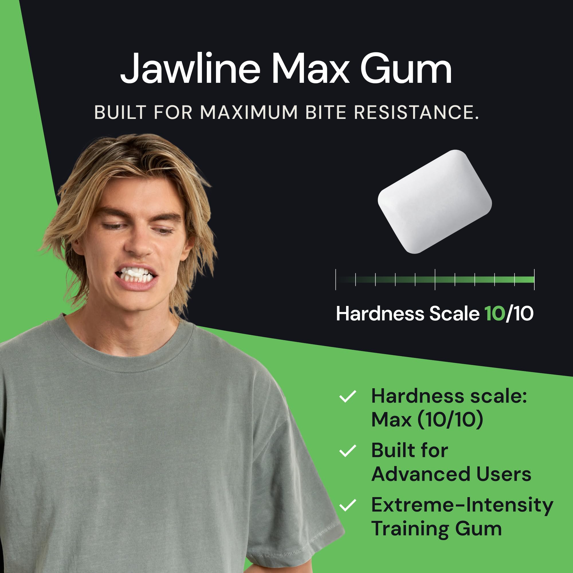 Mayena Jawline Max Gum (Mint) | Ultra-Hard Chewing Gum for High-Intensity Jaw Exercising (40pcs Pack) | Masseter Workout Gum | Helps Build Facial