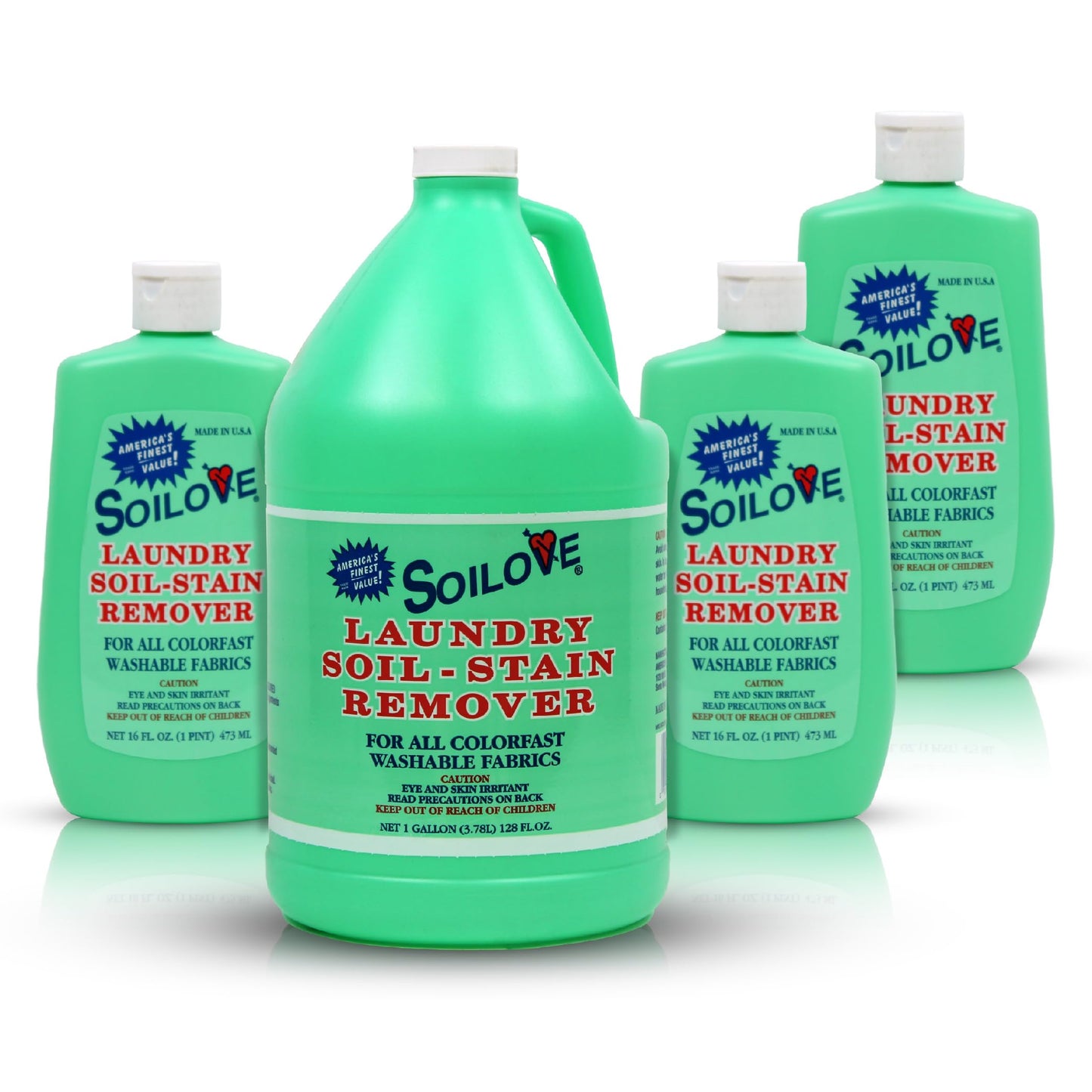 SOILOVE 16oz (3 pack) + Soilove 128oz (1 pack) Liquid Laundry Stain Remover - Powerful Triple-Acting formula Clings, Penetrates and Lifts everyday