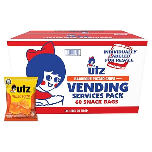 Utz Potato Chips, Barbeque - 1 oz. Bags (60 Count) - Crispy Potato Chips Made from Fresh Potatoes, Crunchy Individual Snacks to Go, Cholesterol Free
