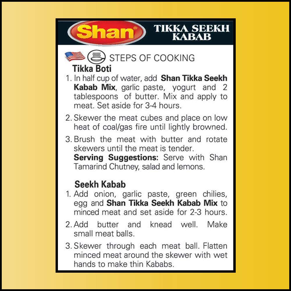 Shan - Tikka Seekh Kabab Seasoning Mix (50g) - Spice Packets for Pakistani Style BBQ