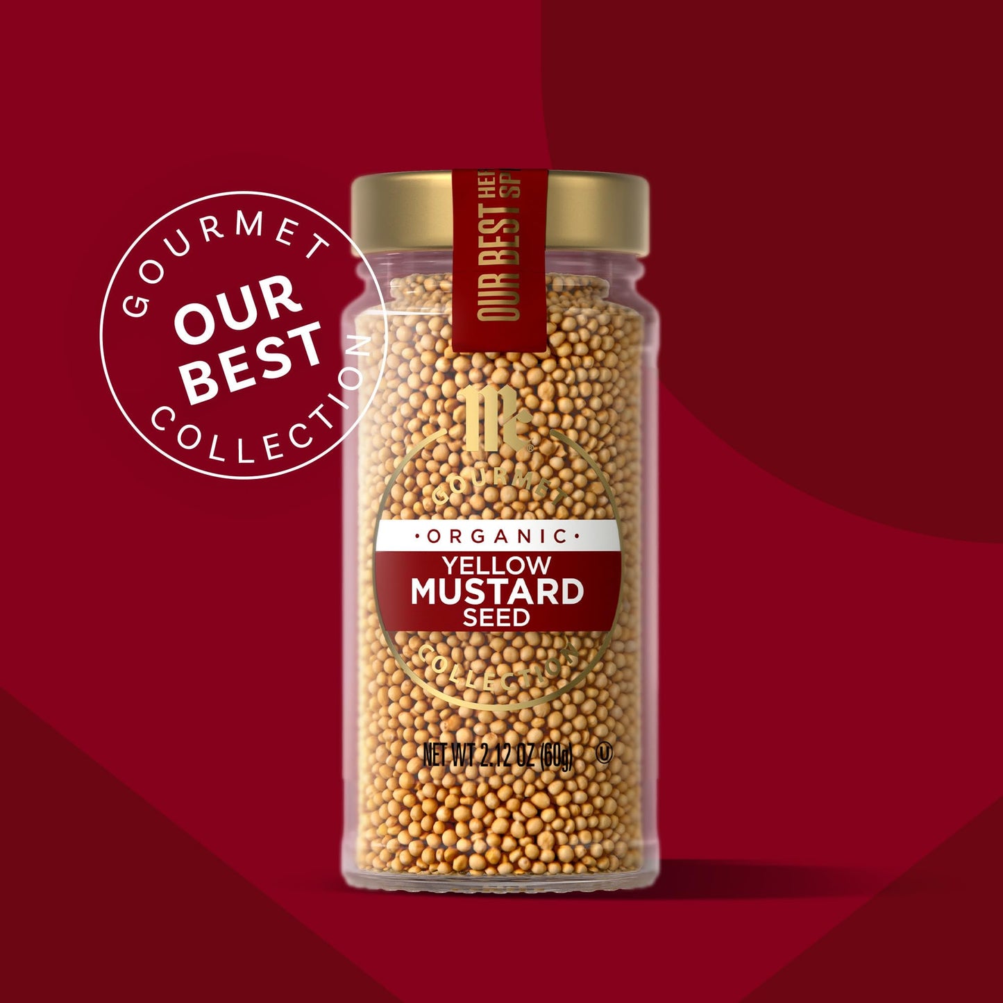McCormick Gourmet Collection Yellow Mustard Seed, Organic, Non GMO, Our Best Herbs & Spices, Pungent Flavor for Pickled Vegetables, Potato Salad