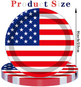 QXBXYHM 25pcs Independence Day Paper Plates 4th of July Round Disposable Plates 9 Inch American Flag Patriotic Decorative Tableware Stripes Star Plate