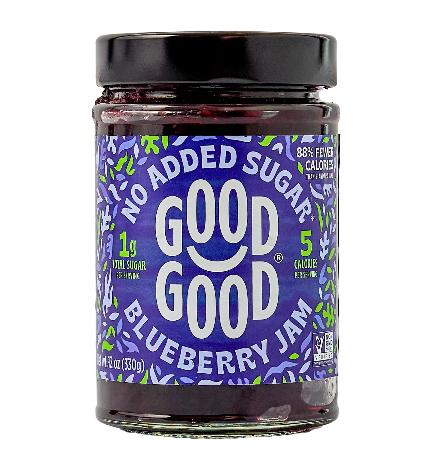 GOOD GOOD No Added Sugar Fruit Jam Variety Pack of 4 - Keto Friendly Jelly - Strawberry, Blueberry, Raspberry and Cherry Jam - Low Carb, Low-Calorie
