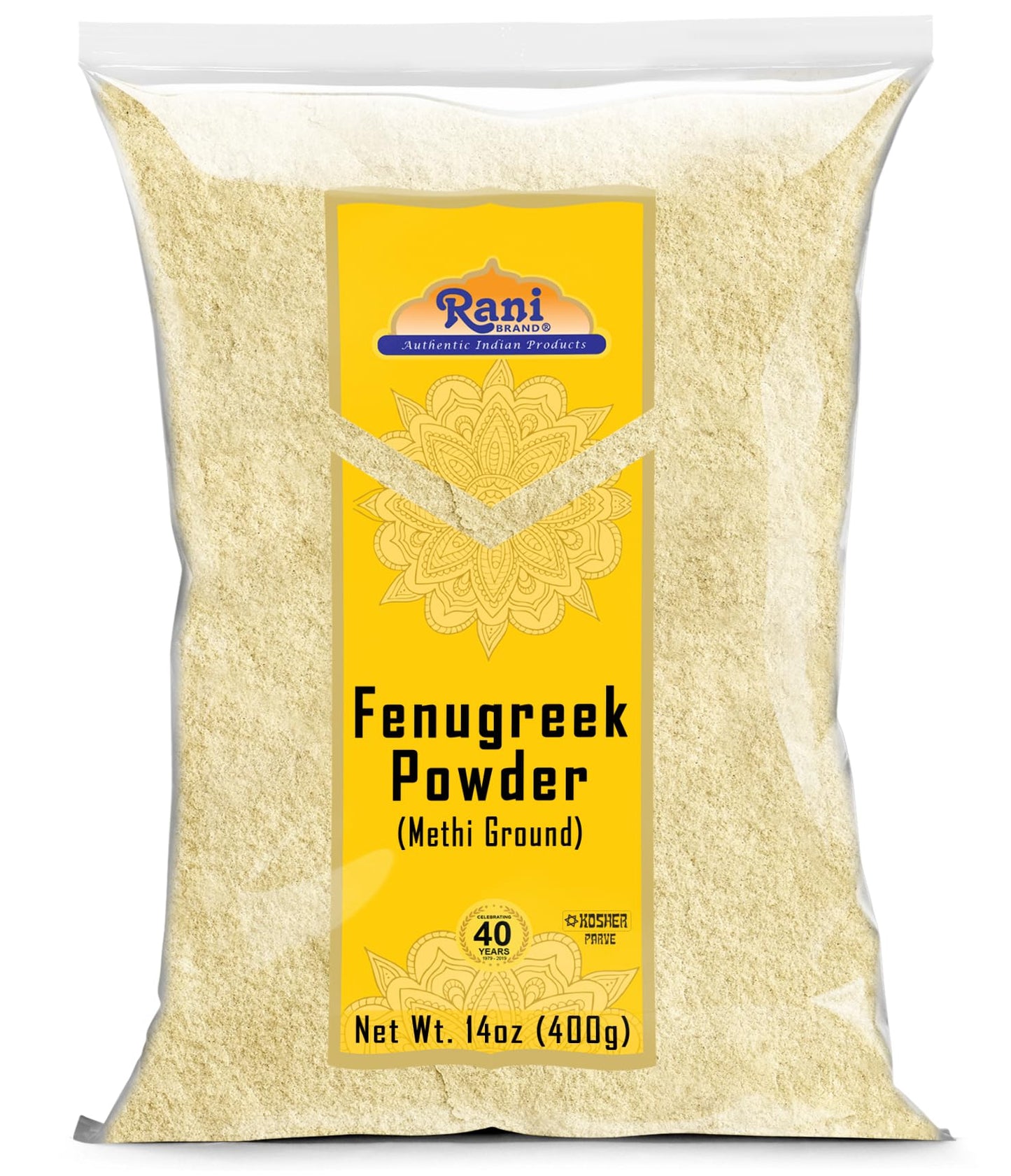 Rani Fenugreek (Methi) Seeds Ground Powder 14oz (400g) Trigonella foenum graecum ~ All Natural | Vegan | Gluten Friendly | Non-GMO | Kosher | Indian