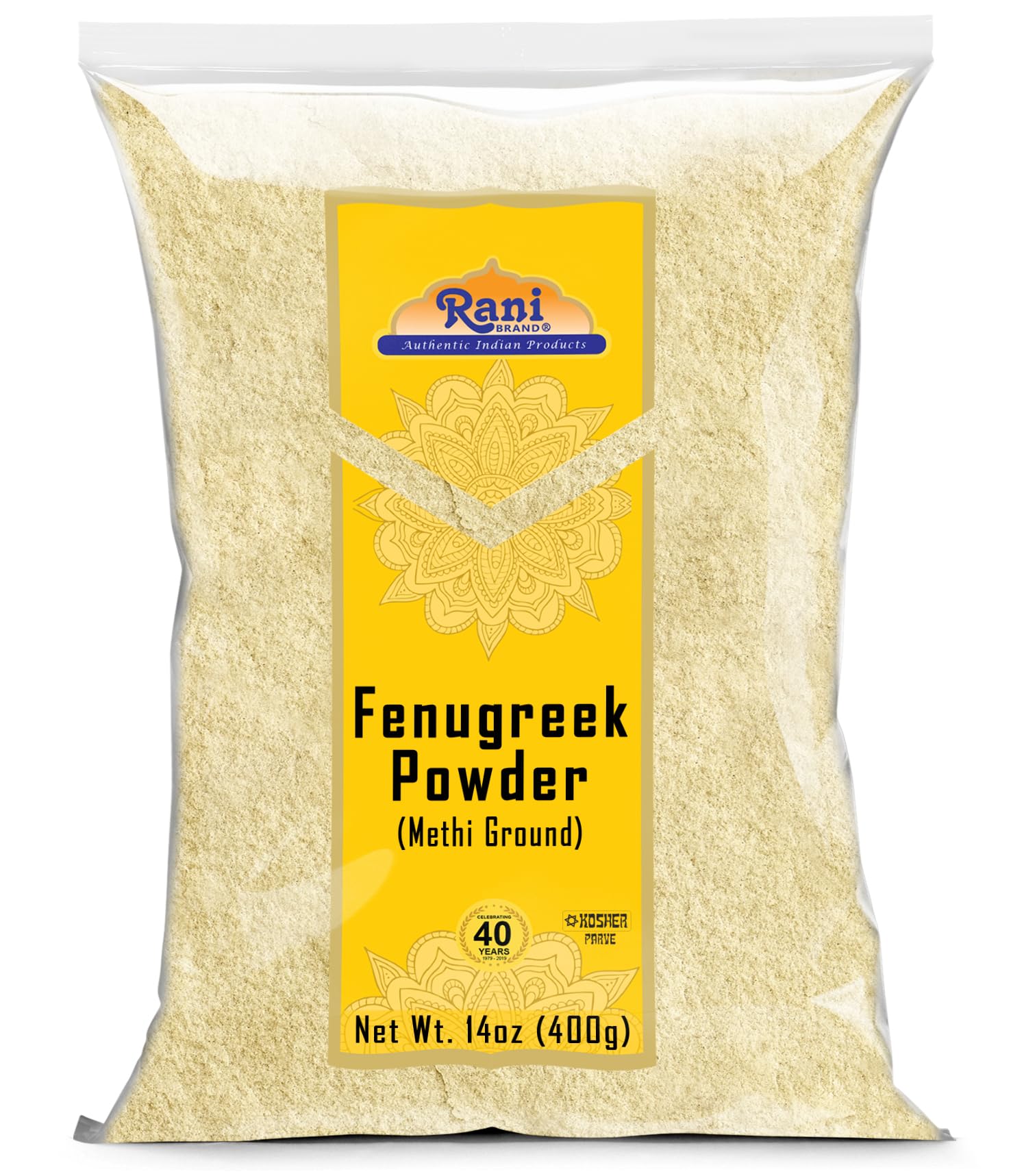 Rani Fenugreek (Methi) Seeds Ground Powder 14oz (400g) Trigonella foenum graecum ~ All Natural | Vegan | Gluten Friendly | Non-GMO | Kosher | Indian