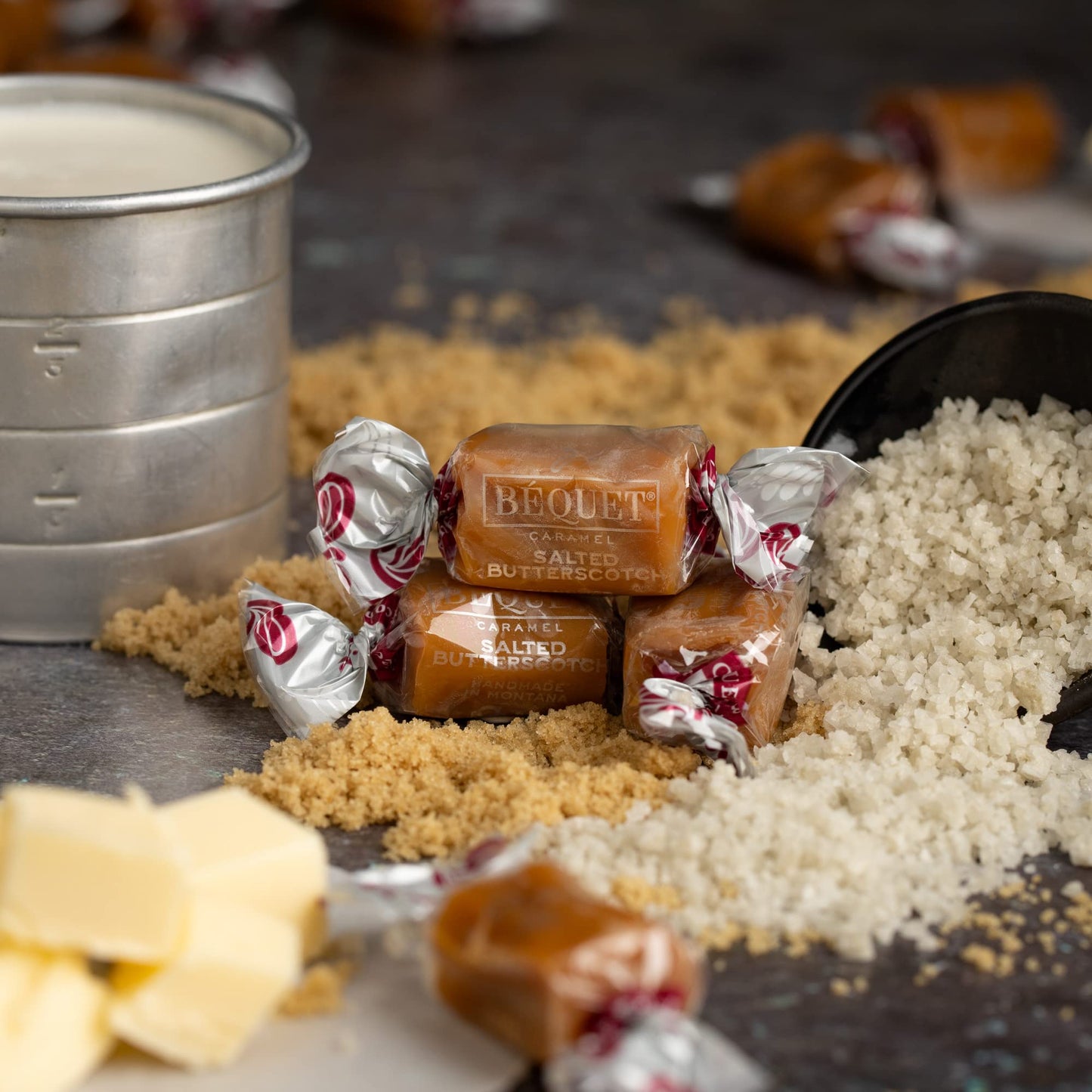 Béquet Caramel - Salted Butterscotch Gourmet Candy - Candy Individually Wrapped - Gourmet Sea Salt Candy - Made in Montana - Kosher (Star D)