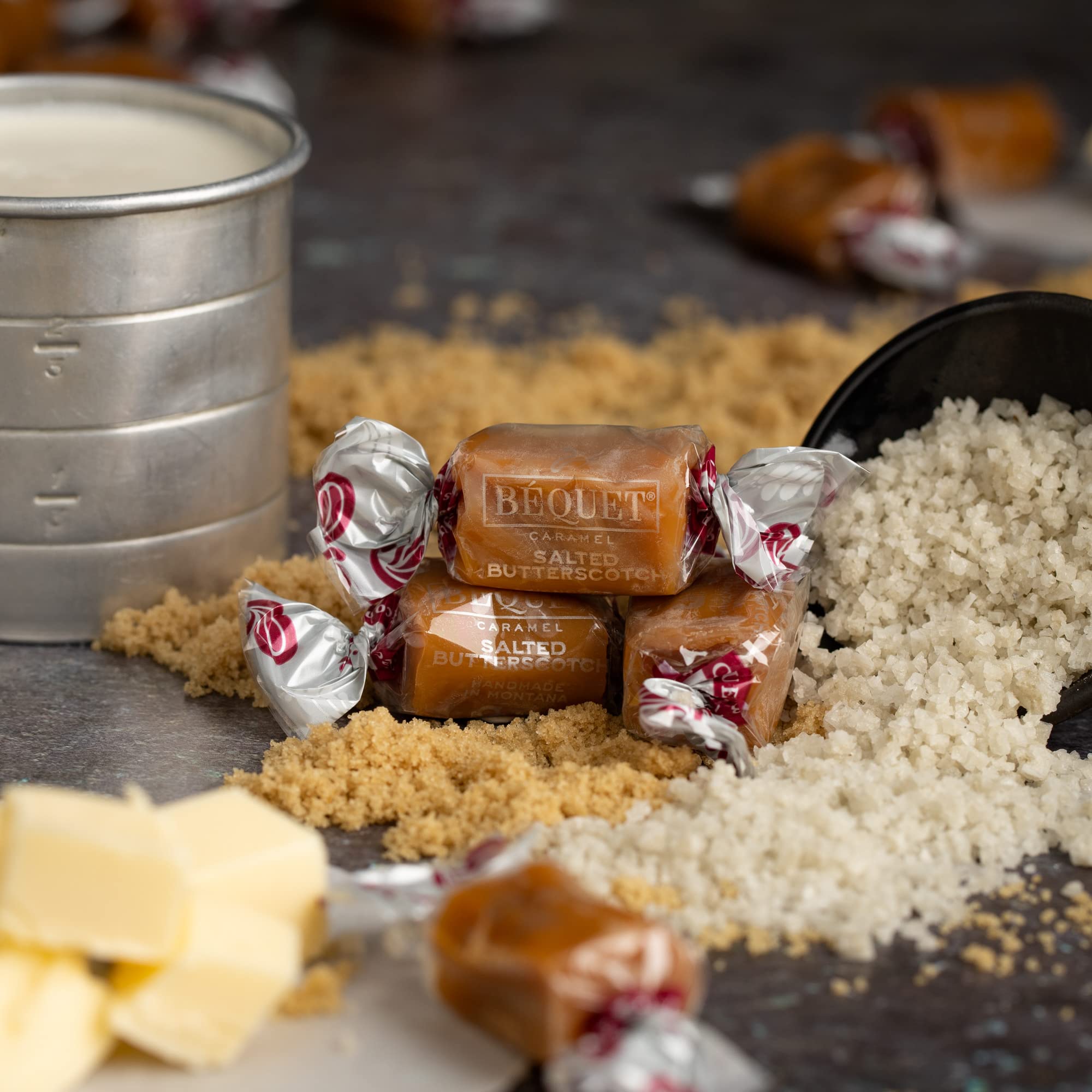 Béquet Caramel - Salted Butterscotch Gourmet Candy - Candy Individually Wrapped - Gourmet Sea Salt Candy - Made in Montana - Kosher (Star D)