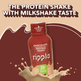 Ripple Vegan Protein Shake | Chocolate | 20g Nutritious Plant Based Pea Protein | Shelf Stable | No GMOs, Soy, Nut, Gluten, Lactose | 12 Oz, 12 Pack