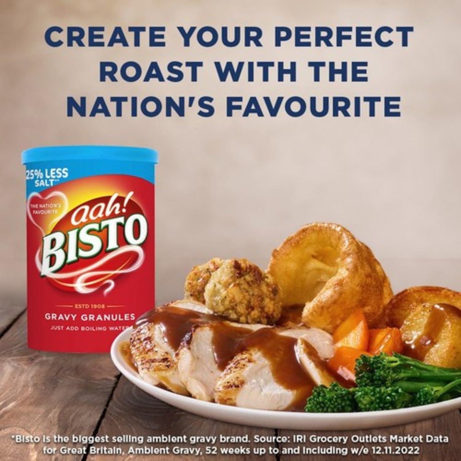 Bisto Reduced Sodium Gravy Granules 5.9 Ounce Canister (Pack of 3)