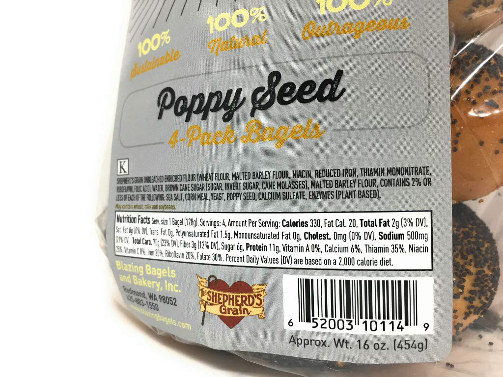 Blazing Bagels, Poppy, 4 Count
