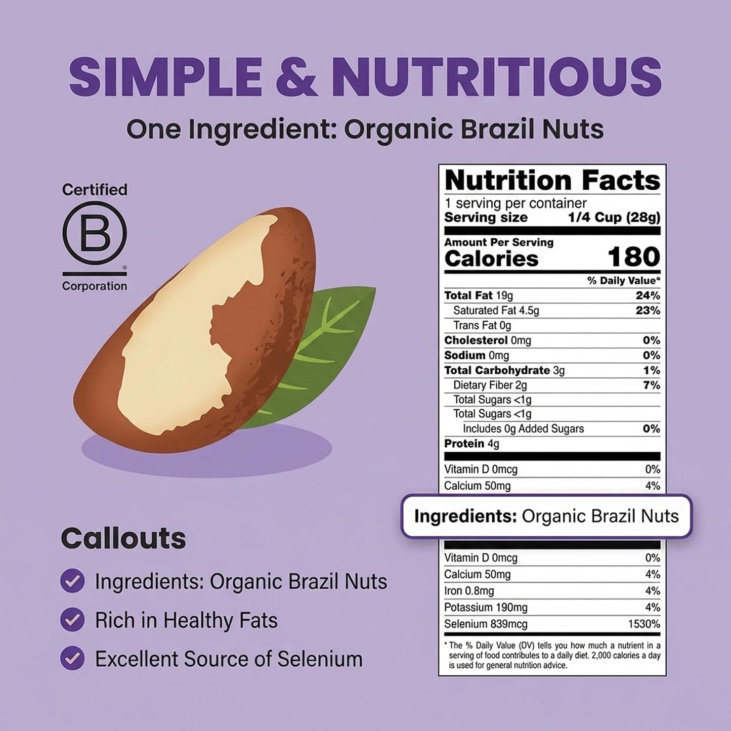 Goodsam, Nuts Brazil Raw And Unsalted Organic, 8 Ounce