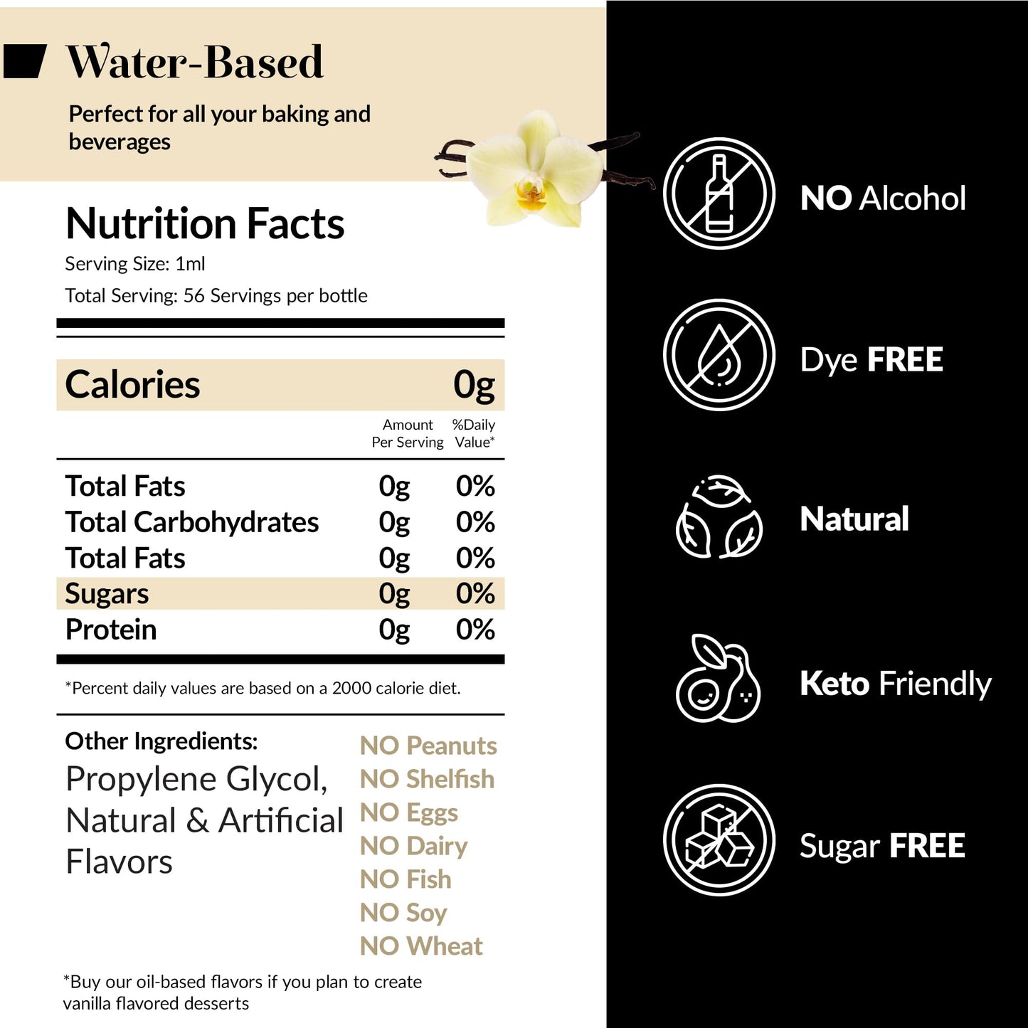 Dolce Flav Vanilla Extract 1 Gallon - 1 Gallon Water-Soluble Kosher, Sugar-Free, Concentrated Vanilla Flavoring for Baking, Cookies & Desserts