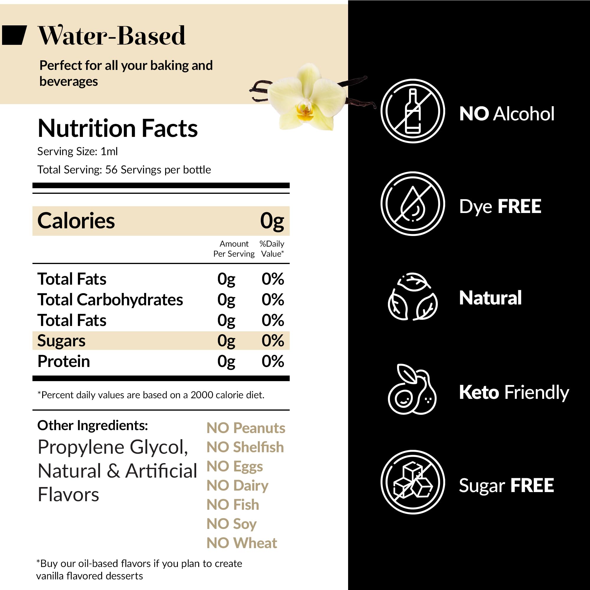 Dolce Flav Vanilla Extract 1 Gallon - 1 Gallon Water-Soluble Kosher, Sugar-Free, Concentrated Vanilla Flavoring for Baking, Cookies & Desserts