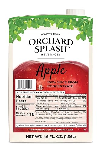Orchard Splash 46oz Ready to Drink Juice (12 Aseptic Cartons per Case) (Apple 100%)