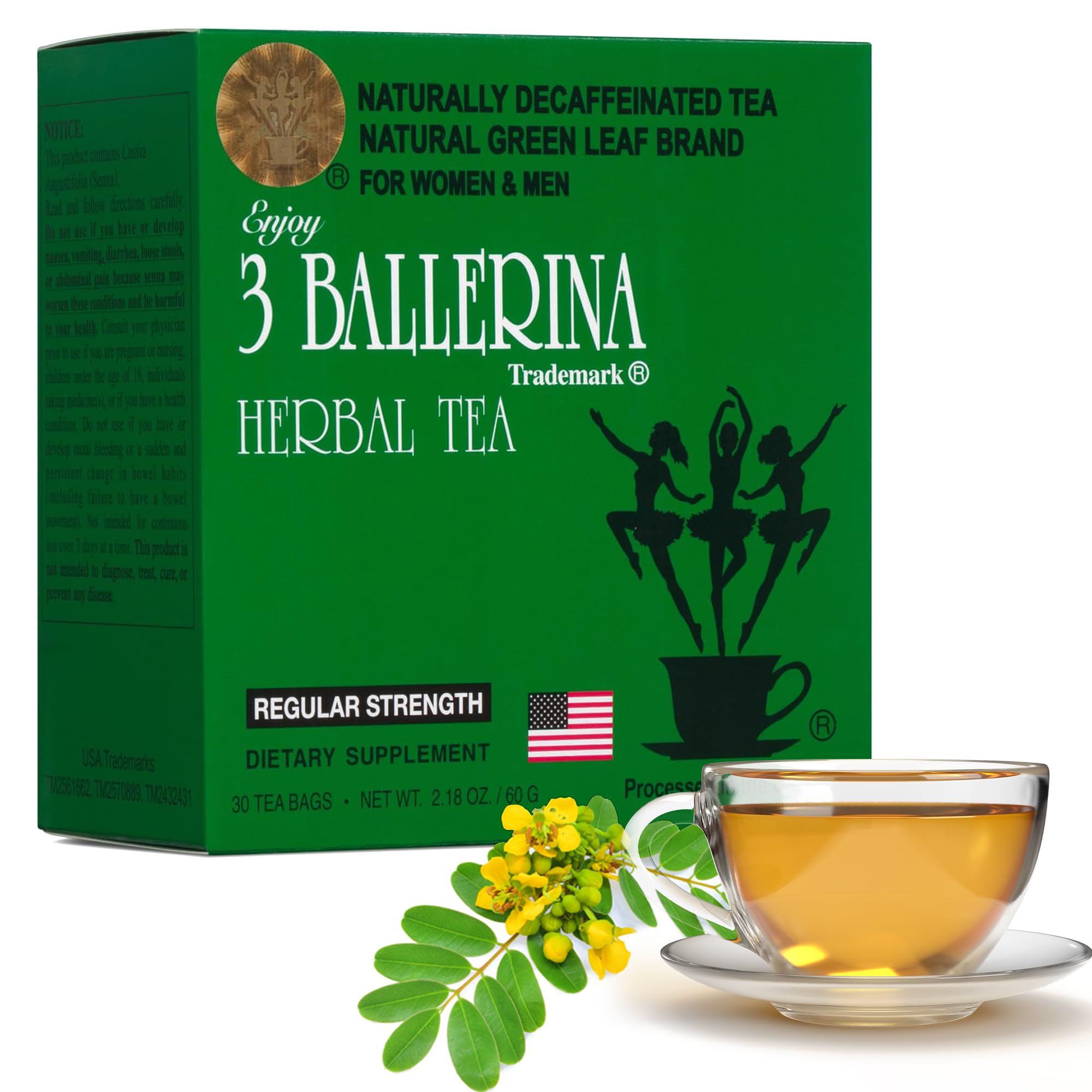 3 Pack of 3 Ballerina Tea for Men and Women (3 Boxes of 30 Tea Bags)