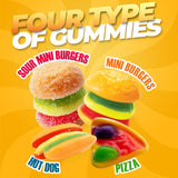 eFrutti Gummy Candy Variety Pack - Sweet & Sour Gummies with Burgers, Mini Burgers, Pizza and Hot Dog Tangy Fruity Gummies Bulk Candy for Home, Office
