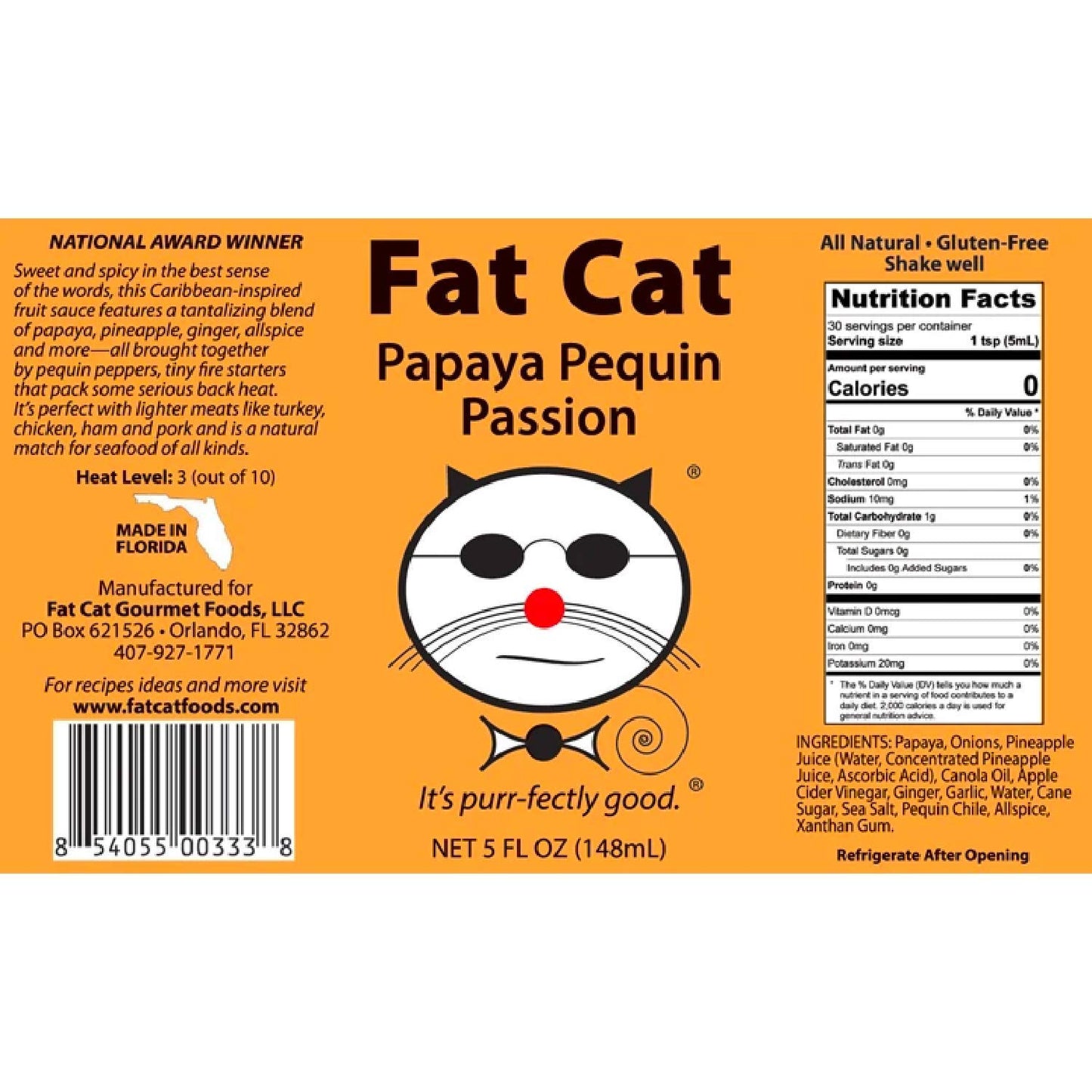 Mild Heat Hot Sauce Gift Box by Fat Cat Gourmet, Four Bottles